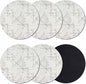 Modern Geometric Coasters Set of 6, Minimalist Lines Polka Dots Abstract Beige by PIEPLE