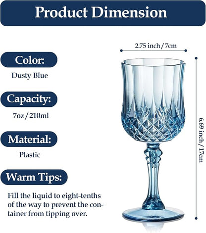 XUWAIDSGN 7oz Plastic Vintage Wine Glasses Drinking Glasses Unbreakable Wedding - Image 2