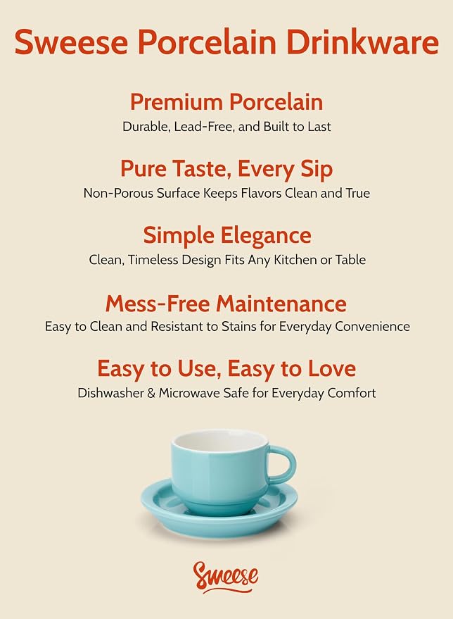 Sweese 4 Ounce Porcelain Stackable Espresso Cups - Image 7