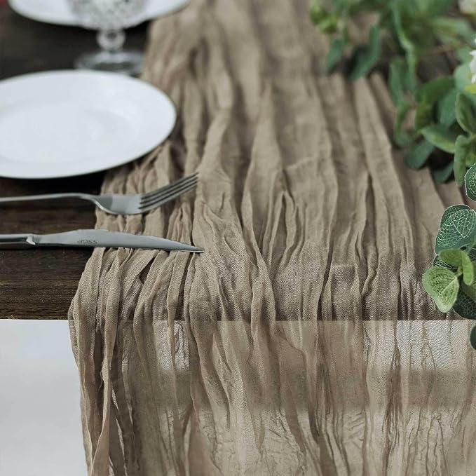 Efavormart 10ft Natural Cheesecloth Table Runner - Image 2