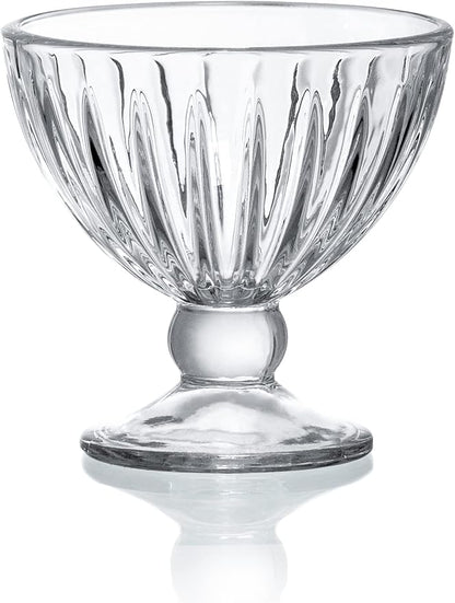 Red Co. Classic Footed Dessert Cups, Premium Crystal Clear Glass Ice Cream Bowls - Perfect for Parfait Fruit Salad or Pudding, Set of 6, 9 OZ