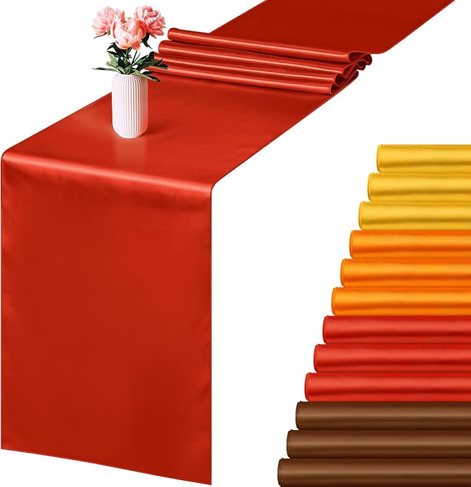 Aneco 12 Pack Satin Table Runner 12 x 108'' Fall Long Wedding Table Runner | by Aneco