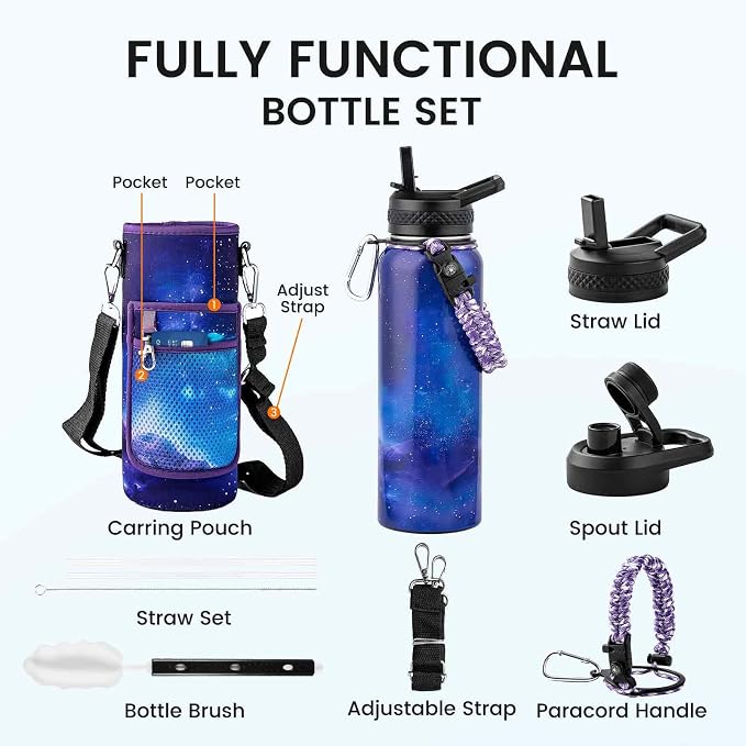 RAYMYLO Insulated Water Bottle 40 oz, Triple Wall Vacuum Stainless Steel | - Image 8