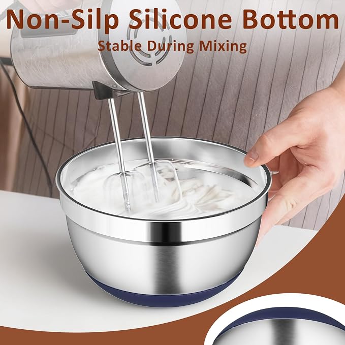 9 Pack Mixing Bowls with Airtight Lids Set, Stainless Steel Mixing Bowls with - Image 3