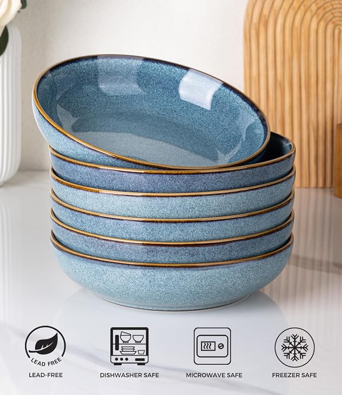 AmorArc 8.5'' Large Pasta Bowls, 36oz Ceramic Salad Serving Bowls Set of 6 - Image 7