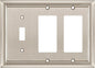 Henne Bery Sunken Pearls Heavy Duty Decorative Wall Plate Switch Plate Outlet Cover (Single Toggle/Double Decorator, Satin Nickel)