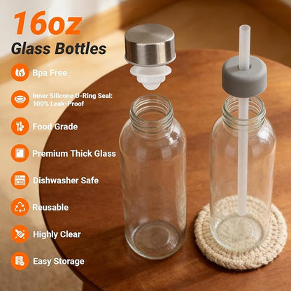 Sursip 16 oz Glass Juice Bottles - Image 4