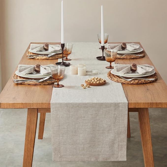 100% French Linen Table Runner 108", 210GSM Heavyweight Artisanry, Crease-Free - Image 2