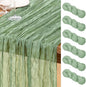 DeZerlor Sage Green Cheesecloth Table Runners 6 Pack Summer Boho Runners | by DeZerlor