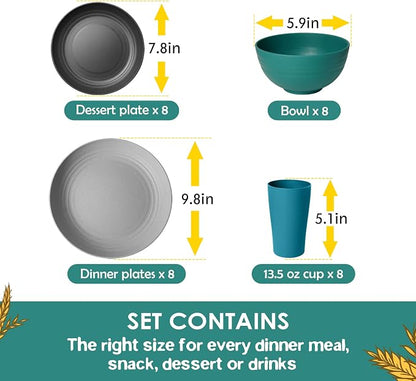 Teivio 32-Piece Plates and Bowls Sets - Image 2