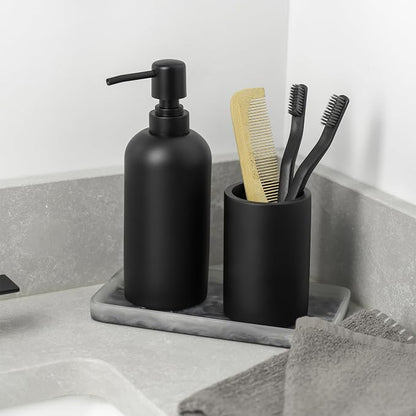 Matte Black Resin Bathroom Tumbler Cup - Image 3
