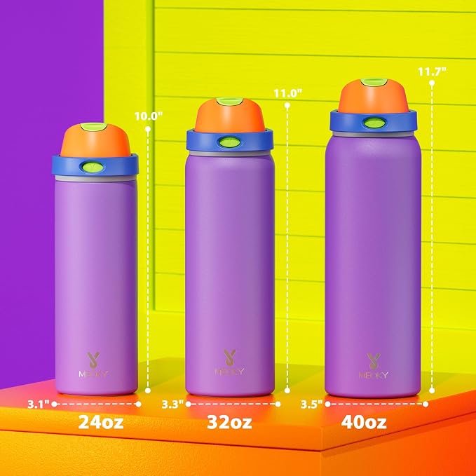 24 oz Insulated Water Bottle for Women: Meoky Stainless Steel Metal Water Bottle - Image 2