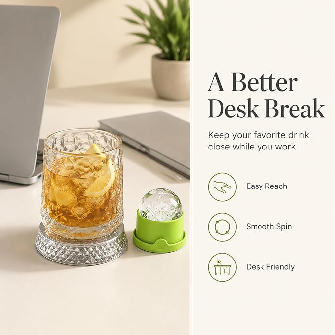 360° Rotating Whiskey Glasses Set of 2, Vintage Crystal Tumblers - Image 5
