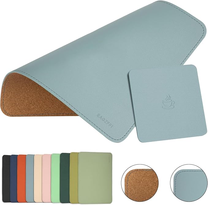 Double-Sided PU Leather & Cork Mouse Pad by EAGZFFI