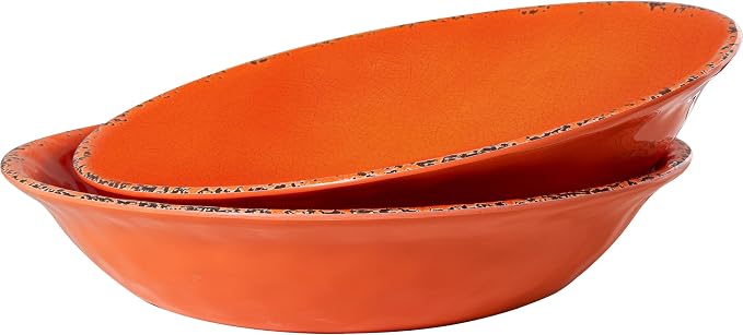 Rustic Melamine 130 OZ Serving Bowls, 13.75” Durable Extra Large Melamine Pasta - Image 2