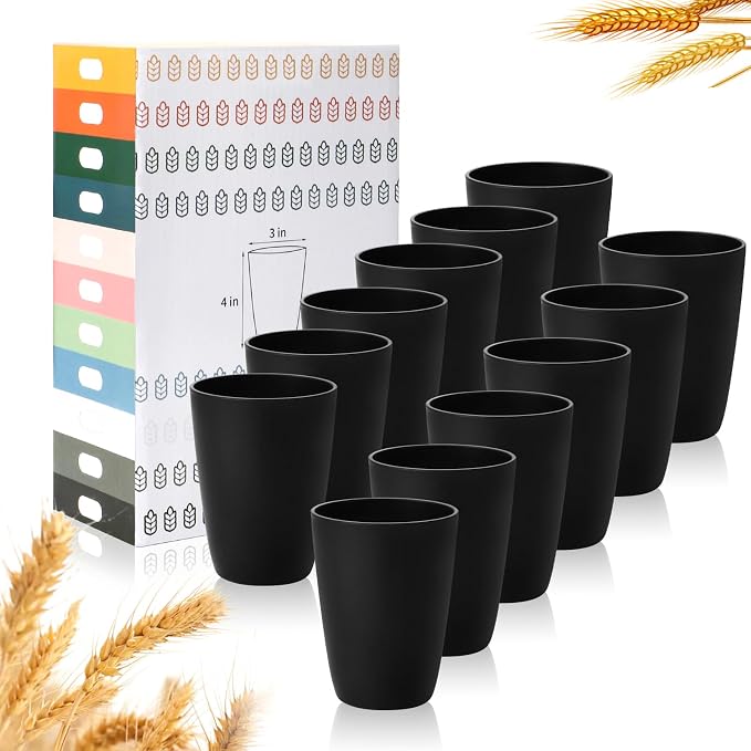 Lazycorner Wheat Straw Cup 12 Pcs Drinking Unbreakable Drinking Cup Reusable by Lazycorner