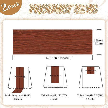 2 Pack Cheesecloth Table Runner, 120 Inch Terracotta Table Runner - Image 2
