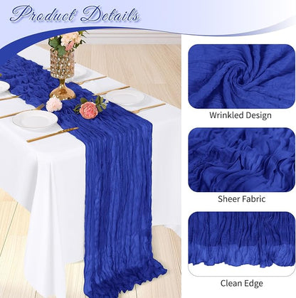 6 Pack Royal Blue Cheesecloth Table Runner, 17 x 108 inch, Semi Sheer Boho - Image 7