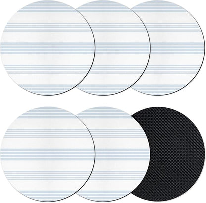 Horizontal Striped Coasters Set of 6, Absorbent Coasters by Unknown