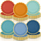 96 Pcs Blue and Orange Fall Paper Plates 9 Inch Gradient Scalloped Paper Plates Disposable Dinner Dessert for Birthday Wedding Bridal Party Supplies, 6 Colors