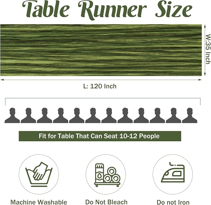 6 Pieces Olive Green 10FT Cheesecloth Table Runner Boho Gauze Fabric Table - Image 4