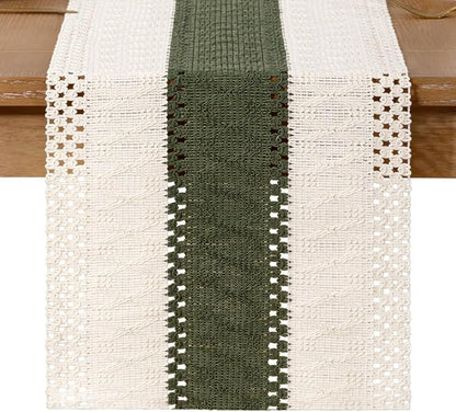 Boho Table Runner Summer Farmhouse Rustic Dining Dresser Scarf Home Decor | - Image 4