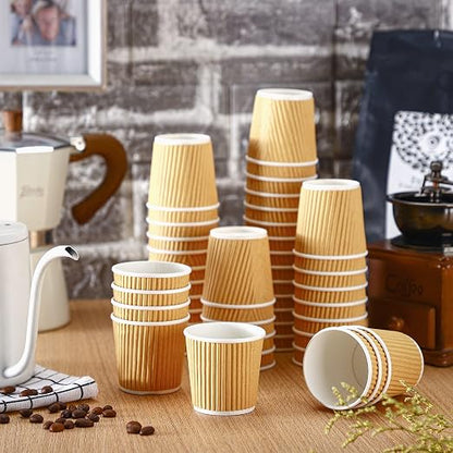 Yaomiao 200 Pcs 4 oz Disposable Espresso Coffee Cups Ripple Corrugated Paper - Image 3