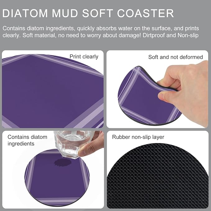 Vintage Purple Coasters Set of 6 Absorbent Coasters - Image 5