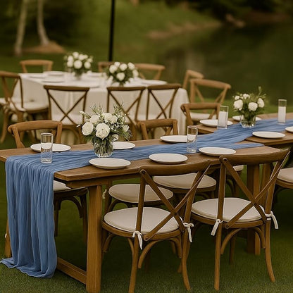 12 Pack Dusty Blue Cheesecloth Table Runner – 10FT Gauze Boho Table Runners - Image 4
