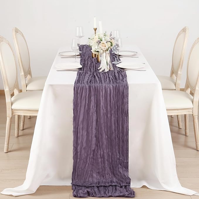 12 Pack Dusty Purple Cheesecloth Table Runner 120 Inch Boho Wedding Decor | - Image 4