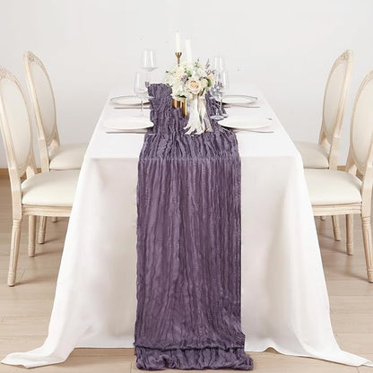6 Pack Dusty Purple Cheesecloth Table Runner 120 Inch Boho Wedding Decor | - Image 4