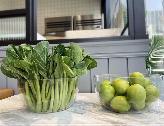 Large Acrylic Salad Bowls and Serving Bowls, Condiments, Break-Resistant Set of - Image 2