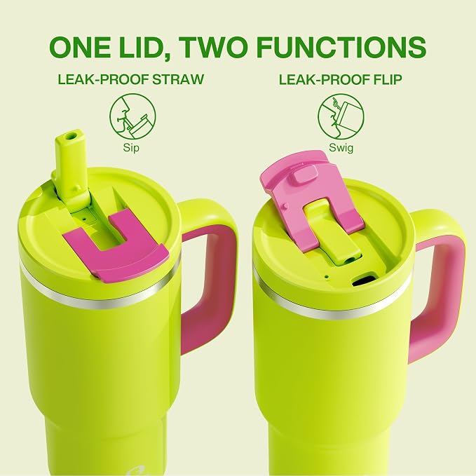 ENCOOL 32 oz Tumbler with Handle and Straw: Stainless Steel Insulated Tumbler - Image 5