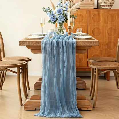 6Pcs Blue Table Runner, 10FT Dust Blue Cheesecloth Table Runners 35*120inch - Image 5
