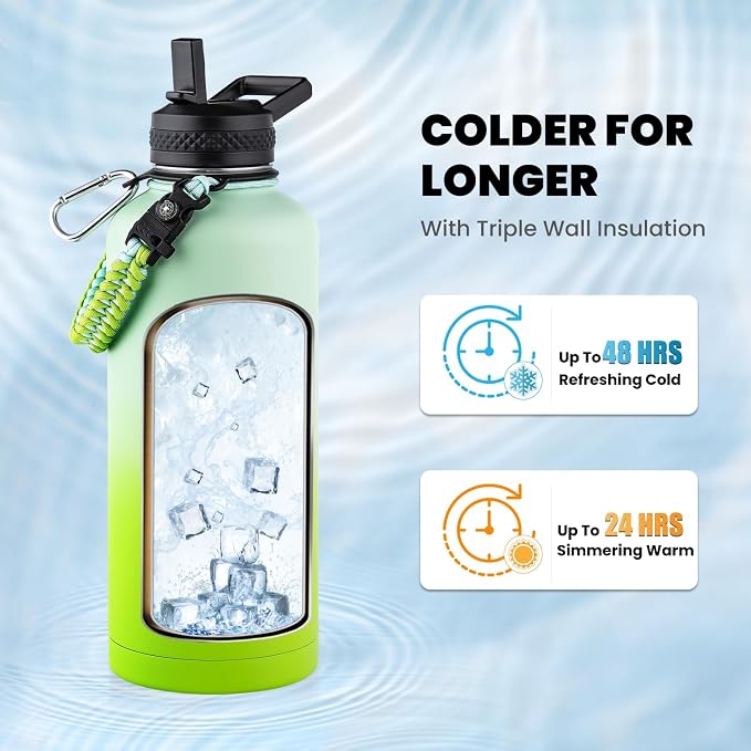 RAYMYLO Insulated Water Bottle 87 oz, Triple Wall Vacuum Stainless Steel | - Image 2