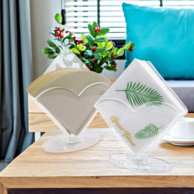 Cocktail Napkin Holder 2 Pack | Acrylic Clear Coffee Filter Holder, Modern - Image 2