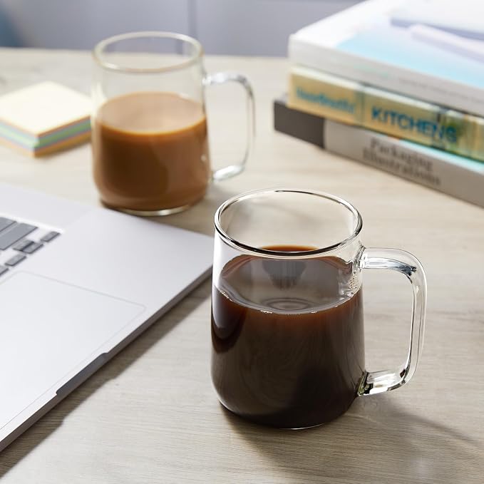 Glass Coffee Mugs, 16 oz Glass Coffee Cups Set of 2, Hot/Cold Beverages - Image 6