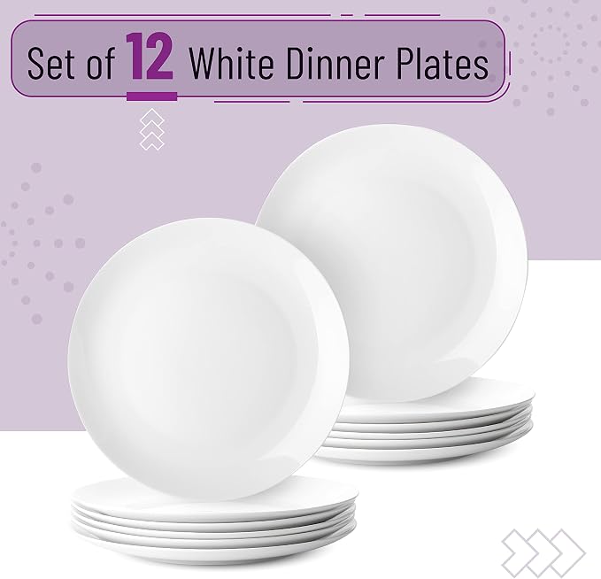 BTaT- White Dinner Plates, 10.5 inch, Restaurant Dishes - Image 2