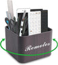 Hennaja Square Leather Art Supply Organizer,Remote Control Holder with Removable Dividers,360°Rotatable Pencil Holders,4 Compartments Organizer for Office Supplies Storage Box(1-Dark Brown)