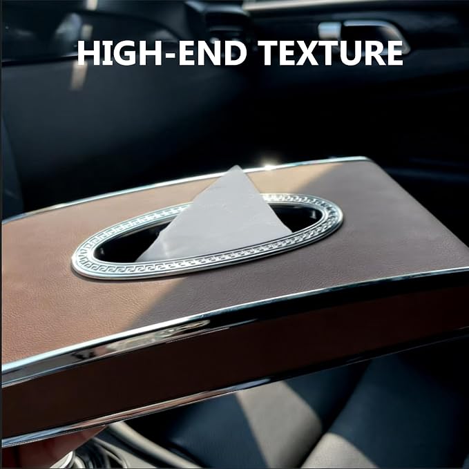 Faux Leather Car Tissue Box for Car Interior, Armrest & Back Seat Napkin - Image 8