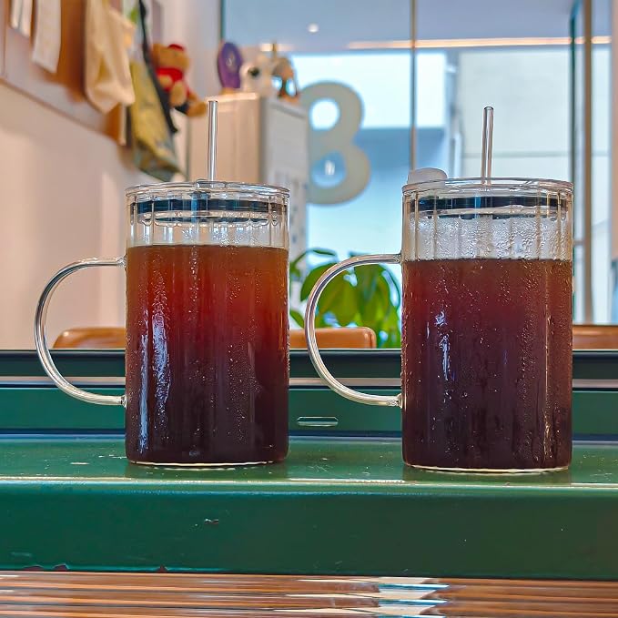20oz Glass Tumblers with Lids and Straws - Image 6