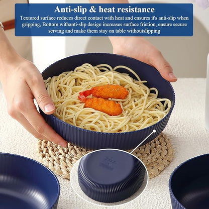 HOMQUEN Pasta Bowls Set of 6, 37oz Salad Bowls Blue Soup Bowls, Large Pasta - Image 5