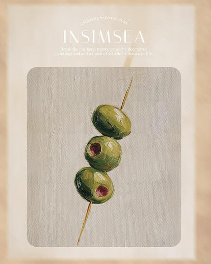 InSimSea Gold Framed Wall Art, Living Room Vintage Olives Oil Painting Wall Shelf Decor, Still Life Canvas Print Art, Home Farmhouse Decor, Antique Paintings with Picture Frame 13x16inch