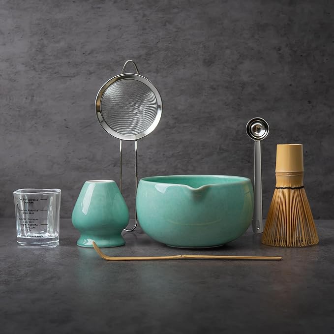 YIBO Matcha Whisk Set, Matcha Kit Bamboo Whisk and Ceramic Bowl by YIBO