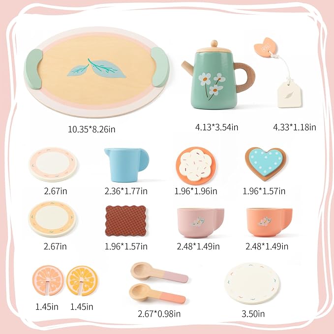 Tea Party Set for Little Girls Birthday Gift Pretend Play Food Princess Toy | - Image 5