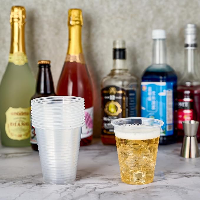 Turbo Bee 12oz Plastic Cups 300 Pack，Disposable Clear Drinking Cups - Image 6