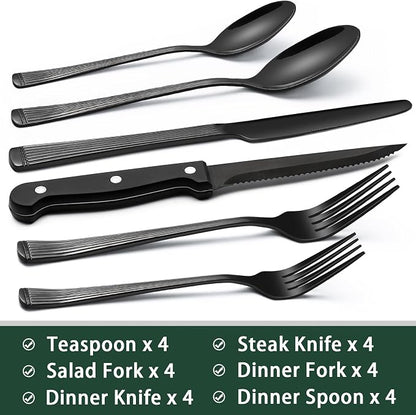 EWFEN 24-Piece Black Silverware Set - Image 2