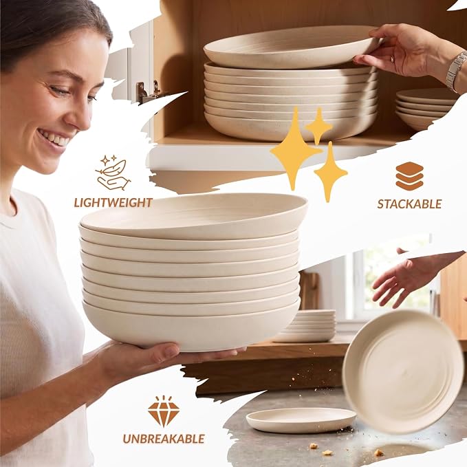 Plastic Dinner Plates, Wheat Straw Plates 11 Inch, Lightweight Unbreakable - Image 5