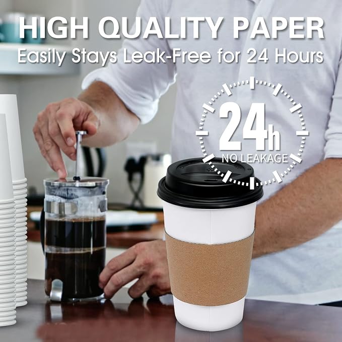 Ginkgo 100 Pack 16 oz Disposable Coffee Cups - Image 2
