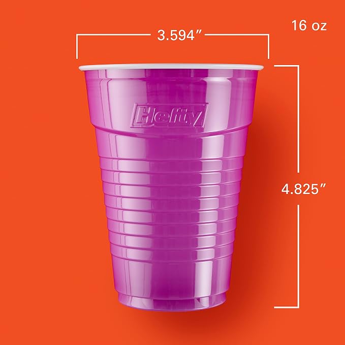 Hefty Party On Disposable Plastic Cups, 16 Ounce, Disposable Plastic Cups - Image 2